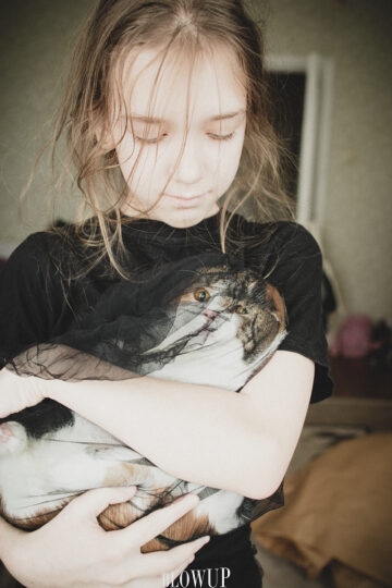 With a cat