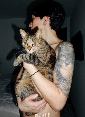 With cat